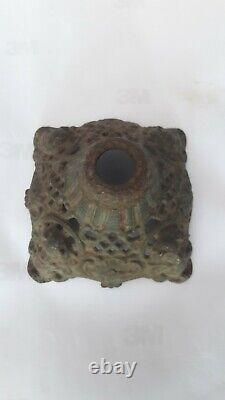 Antique Victorian Cast Iron Solid Kerosene Paraffin Oil Lamp Base Bottom