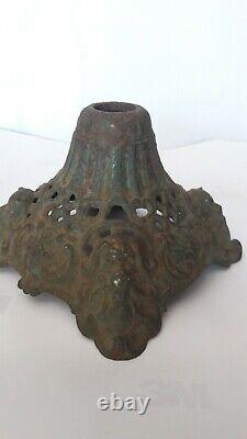 Antique Victorian Cast Iron Solid Kerosene Paraffin Oil Lamp Base Bottom