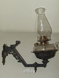 Antique Victorian Cast Iron Wall Sconce Bracket with Removable Oil Lamp P&A Mfg