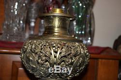 Antique Victorian Converted Oil Lamp-Dore Bronze Brass Rococo-Angels Cherubs