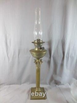 Antique Victorian Corinthian Column Oil Lamp Brass Font Duplex oil lamp burner