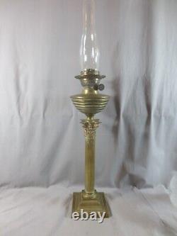 Antique Victorian Corinthian Column Oil Lamp Brass Font Duplex oil lamp burner