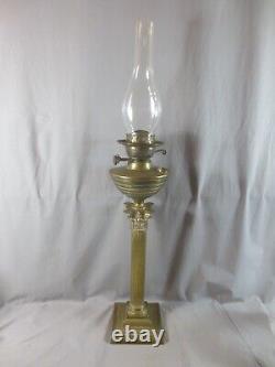 Antique Victorian Corinthian Column Oil Lamp Brass Font Duplex oil lamp burner