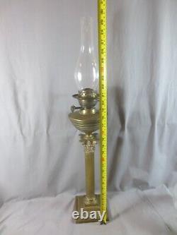 Antique Victorian Corinthian Column Oil Lamp Brass Font Duplex oil lamp burner