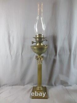 Antique Victorian Corinthian Column Oil Lamp Brass Font Duplex oil lamp burner