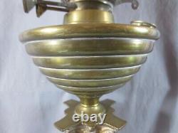 Antique Victorian Corinthian Column Oil Lamp Brass Font Duplex oil lamp burner