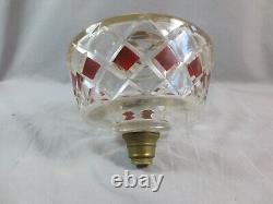 Antique Victorian Cranberry Cut Glass Duplex Oil Lamp Fount