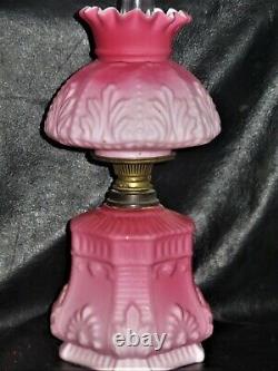 Antique Victorian Cranberry Extra FINE Superior Overshot Miniature Oil Lamp MINT