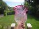 Antique Victorian Cranberry Glass Acid Etched Tulip Oil Lamp Shade 3 Fitter