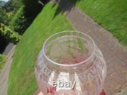 Antique Victorian Cranberry Glass Acid Etched Tulip Oil Lamp Shade 3 Fitter