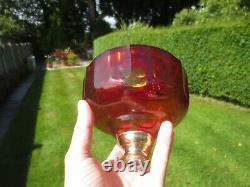 Antique Victorian Cranberry Glass Duplex Oil Lamp Fount Font