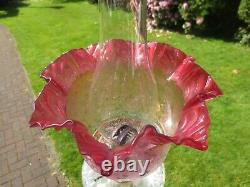 Antique Victorian Cranberry Glass Duplex Oil Lamp Shade