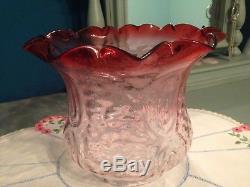 Antique Victorian Cranberry Glass Oil Lamp Shade