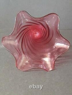 Antique Victorian Cranberry Glass Smoke Bell for Oil Lamp