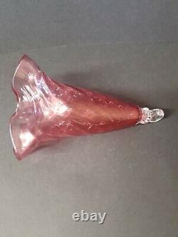 Antique Victorian Cranberry Glass Smoke Bell for Oil Lamp