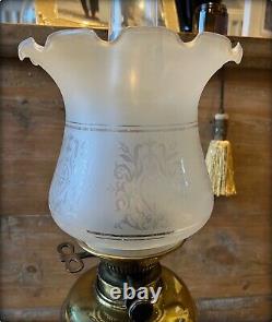 Antique Victorian Duplex Brass Oil Lamp