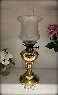 Antique Victorian Duplex Brass Oil Lamp