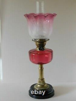 Antique Victorian Duplex Cranberry Lamp