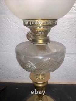 Antique Victorian Duplex Oil Lamp With Chimney & Globe Shade Not Tested 25.5