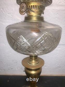 Antique Victorian Duplex Oil Lamp With Chimney & Globe Shade Not Tested 25.5