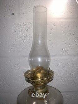 Antique Victorian Duplex Oil Lamp With Chimney & Globe Shade Not Tested 25.5