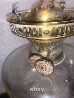 Antique Victorian Duplex Oil Lamp With Chimney & Globe Shade Not Tested 25.5