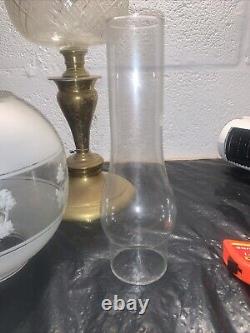 Antique Victorian Duplex Oil Lamp With Chimney & Globe Shade Not Tested 25.5