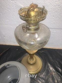 Antique Victorian Duplex Oil Lamp With Chimney & Globe Shade Not Tested 25.5