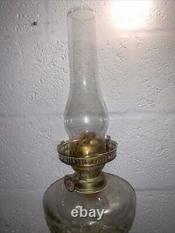 Antique Victorian Duplex Oil Lamp With Chimney & Globe Shade Not Tested 25.5