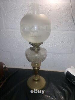 Antique Victorian Duplex Oil Lamp With Chimney & Globe Shade Not Tested 25.5