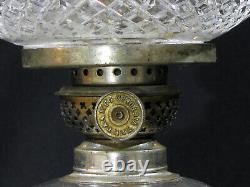 Antique Victorian EAPG PINEAPPLE & FAN OIL LAMP SMALL BANQUET LAMP