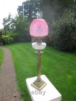 Antique Victorian Embossed & Acid Etched Cherub Cranberry Duplex Oil Lamp Shade