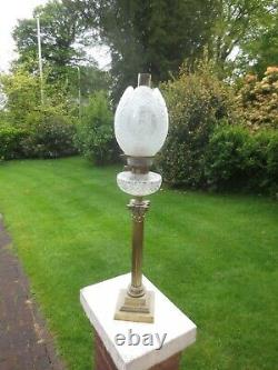 Antique Victorian Embossed Rare Closed Tulip Acid Etched Duplex Oil Lamp Shade