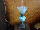 Antique Victorian English Oil Lamp Hp/ Puffy Font Dupex Burner Art Glass Shade