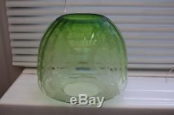 Antique Victorian Etched Green Glass Oil Lamp Shade Duplex 4 Fitter