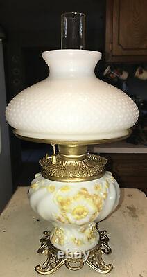 Antique Victorian Fostoria Glass Co. GWTW Parlor Kerosene Oil Lamp, Patent 1898