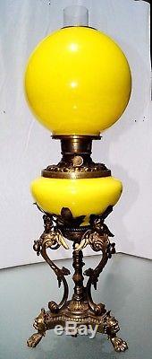 Antique Victorian Fostoria Parlor Banquet Lamp GWTW Hurricane Kerosene Oil Lamp