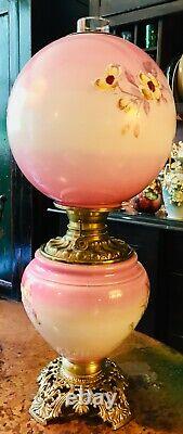 Antique Victorian Gone With The Wind Oil Lamp (gwtw Parlor Lamp)