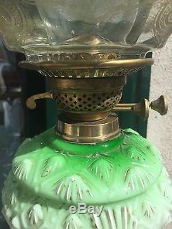Antique Victorian Green Oil Lamp