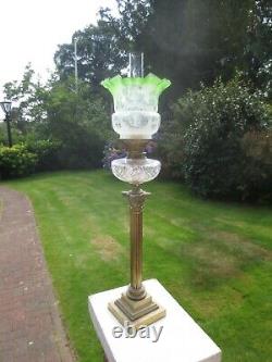 Antique Victorian Green Veritas Glass Duplex Oil Lamp Shade
