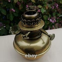 Antique Victorian HINKS 45CP Brass Rise And Fall Oil Lamp Complete With Chimney