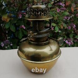 Antique Victorian HINKS 45CP Brass Rise And Fall Oil Lamp Complete With Chimney