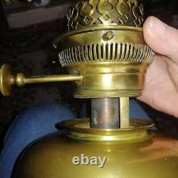 Antique Victorian HINKS 45CP Brass Rise And Fall Oil Lamp Complete With Chimney