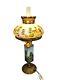 Antique Victorian Hand Painted Oil Lamp Converted To Electric Glass And Brass