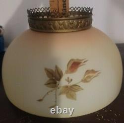Antique Victorian Hanging Oil Lamp Chandelier Burmese Glass Shade 14 England