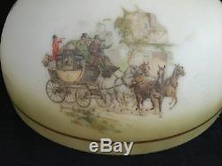 Antique Victorian Hanging Oil Lamp Horse Carriage Art Gorgeous