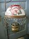 Antique Victorian Hanging Oil Lamp with floral shade Converted to Electric