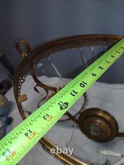 Antique Victorian Hanging Parlor Oil Lamp Frame 14 Chandelier Brass Frame