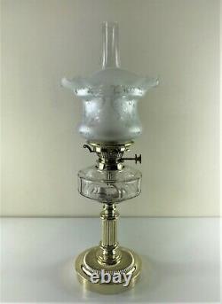 Antique Victorian Hinks Brass and Glass Oil Lamp