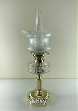 Antique Victorian Hinks Brass and Glass Oil Lamp